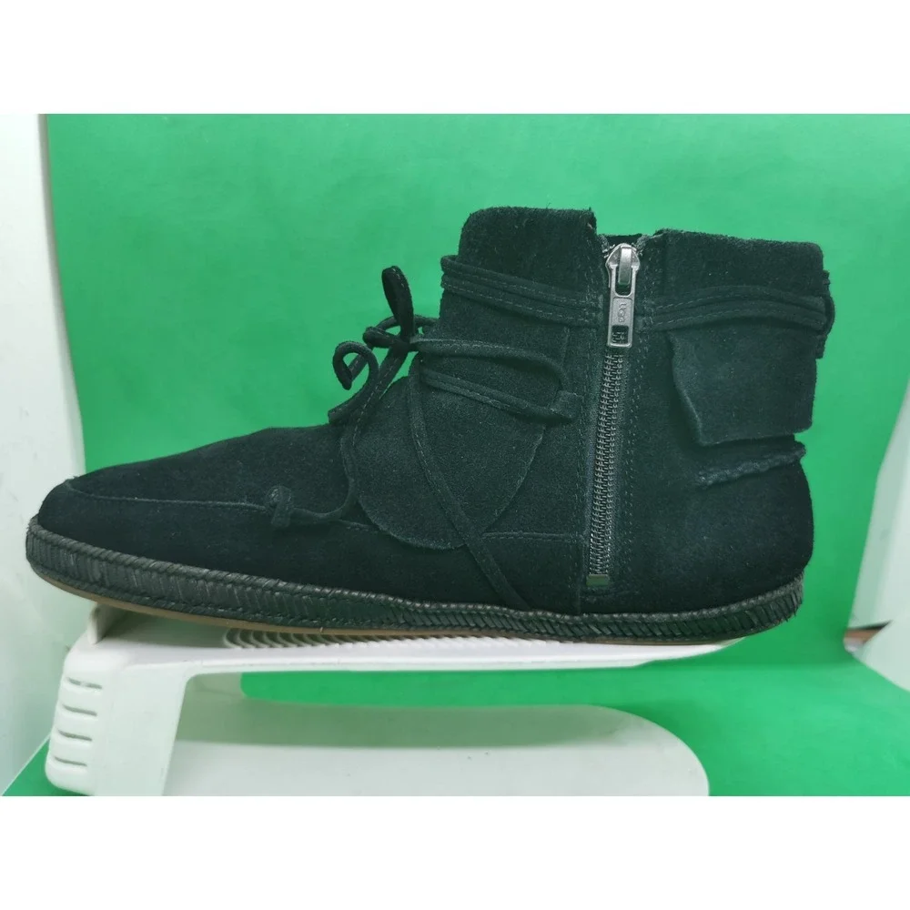 UGG Australia Reid Slate Chestnut Black Ankle Boot Suede Zipper Size 10 M